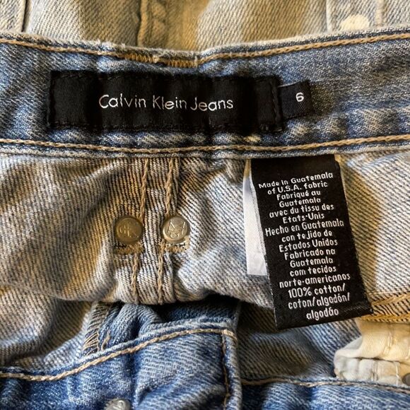 Calvin Klein Vintage Denim Skirt Distressed Dots 6 - Picture 12 of 12